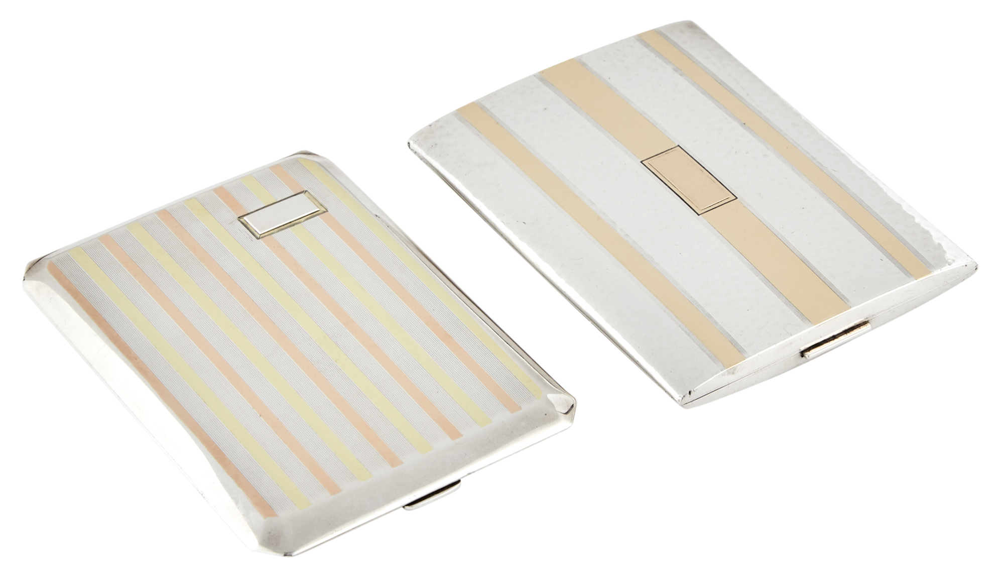 Lot image - Two American Sterling Silver and 14 Karat Gold Cigarette Cases