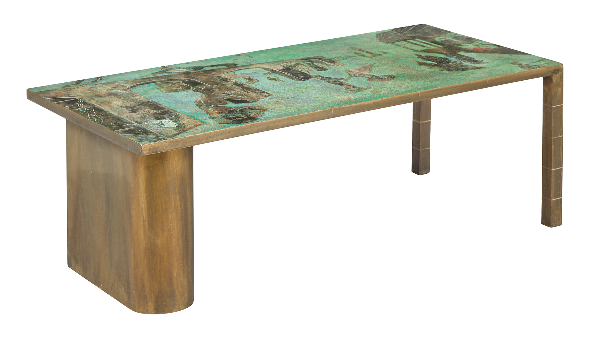 Lot image - Philip and Kelvin LaVerne Surrealistic Patinated Bronze Low Table