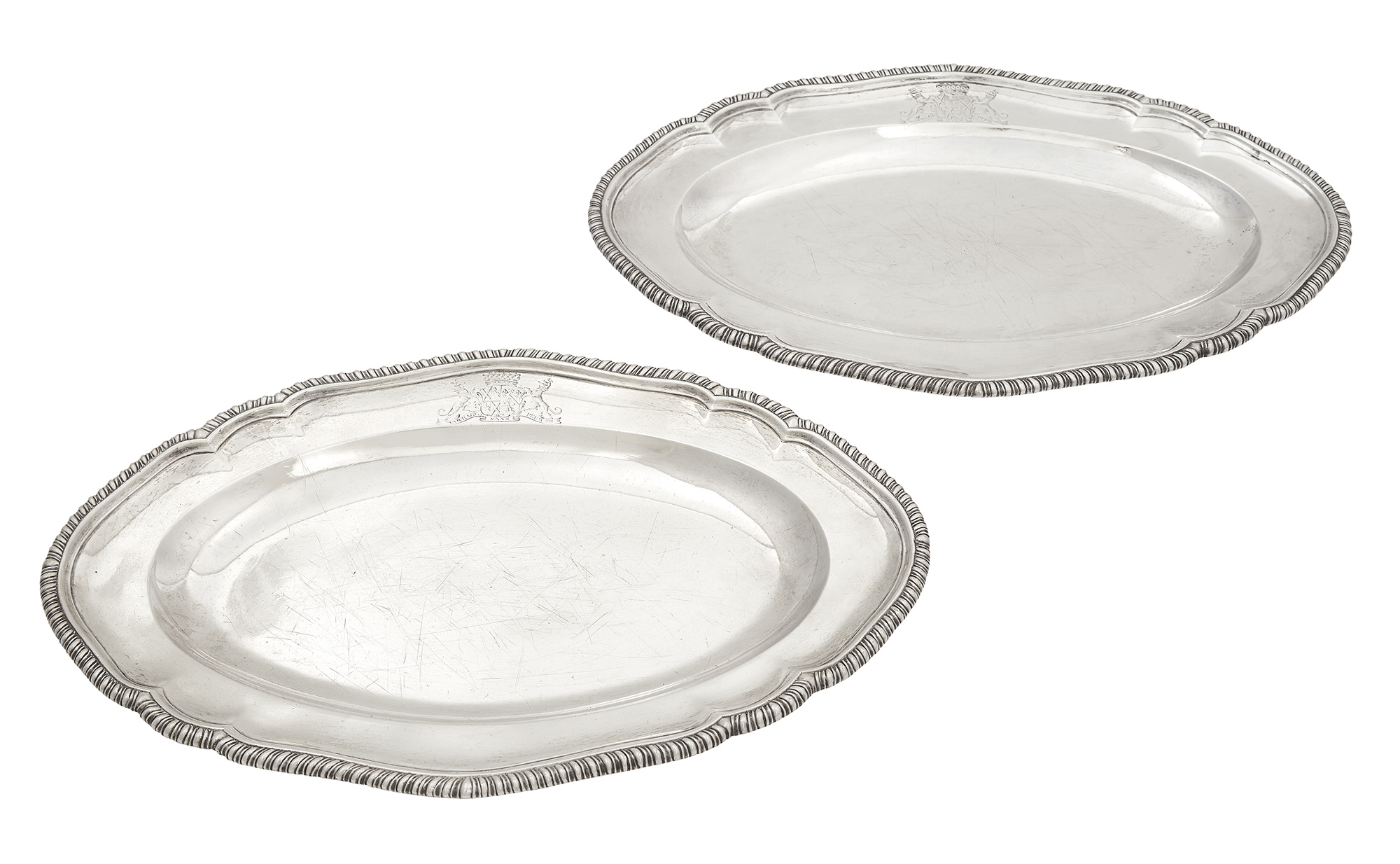 Lot image - Pair of George III Sterling Silver Platters