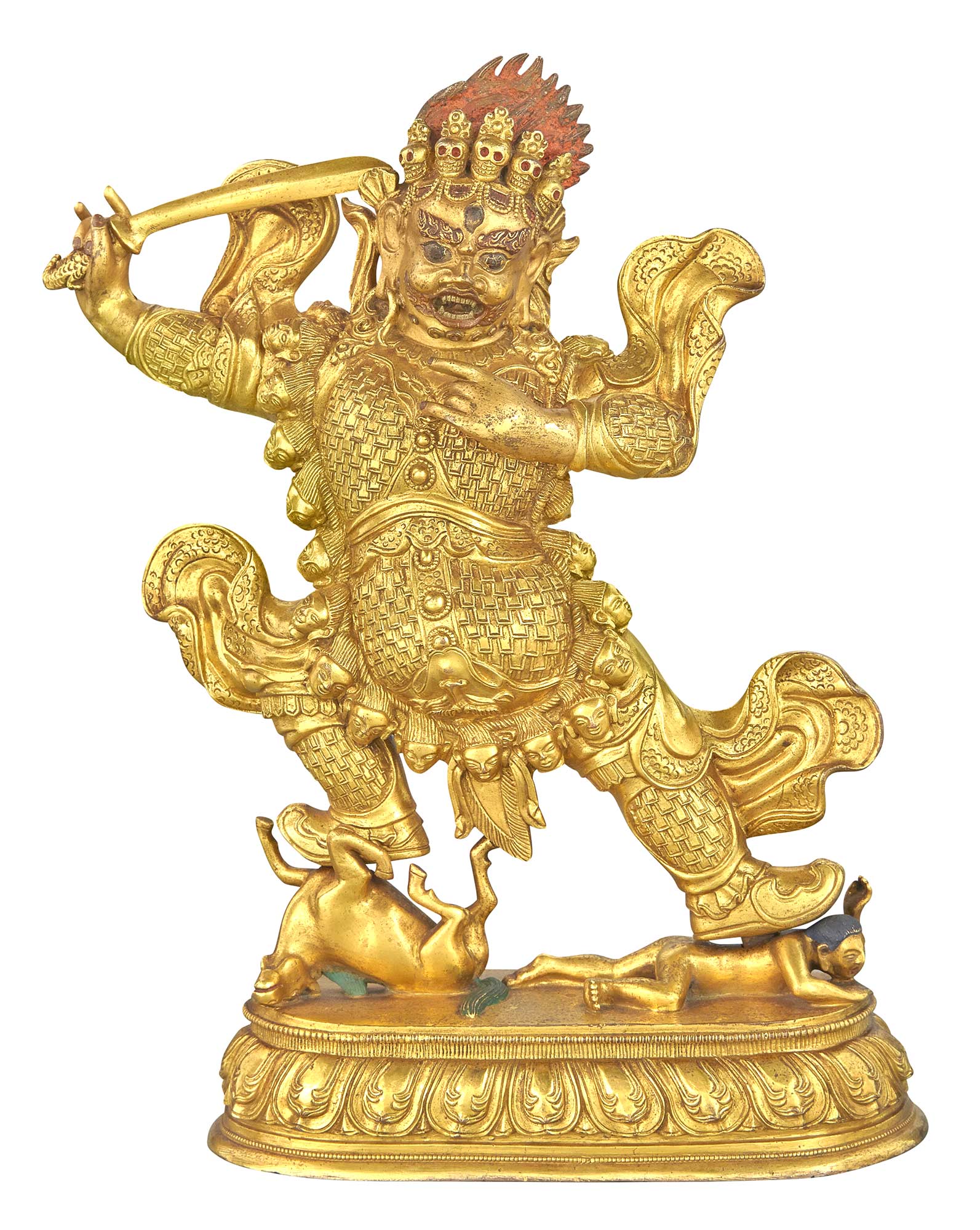 Lot image - Tibetan Gilt-Bronze Figure of Mahakala