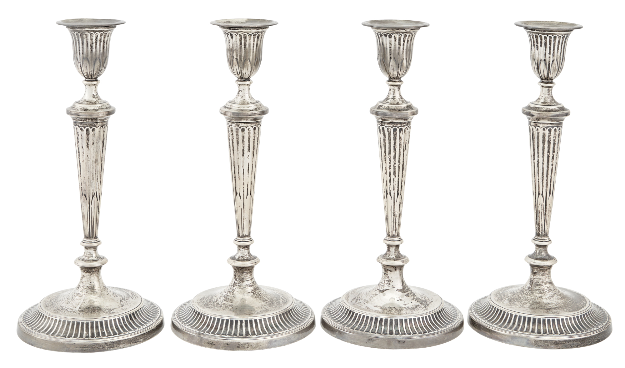 Lot image - Set of Four George III Style Sterling Silver Candlesticks