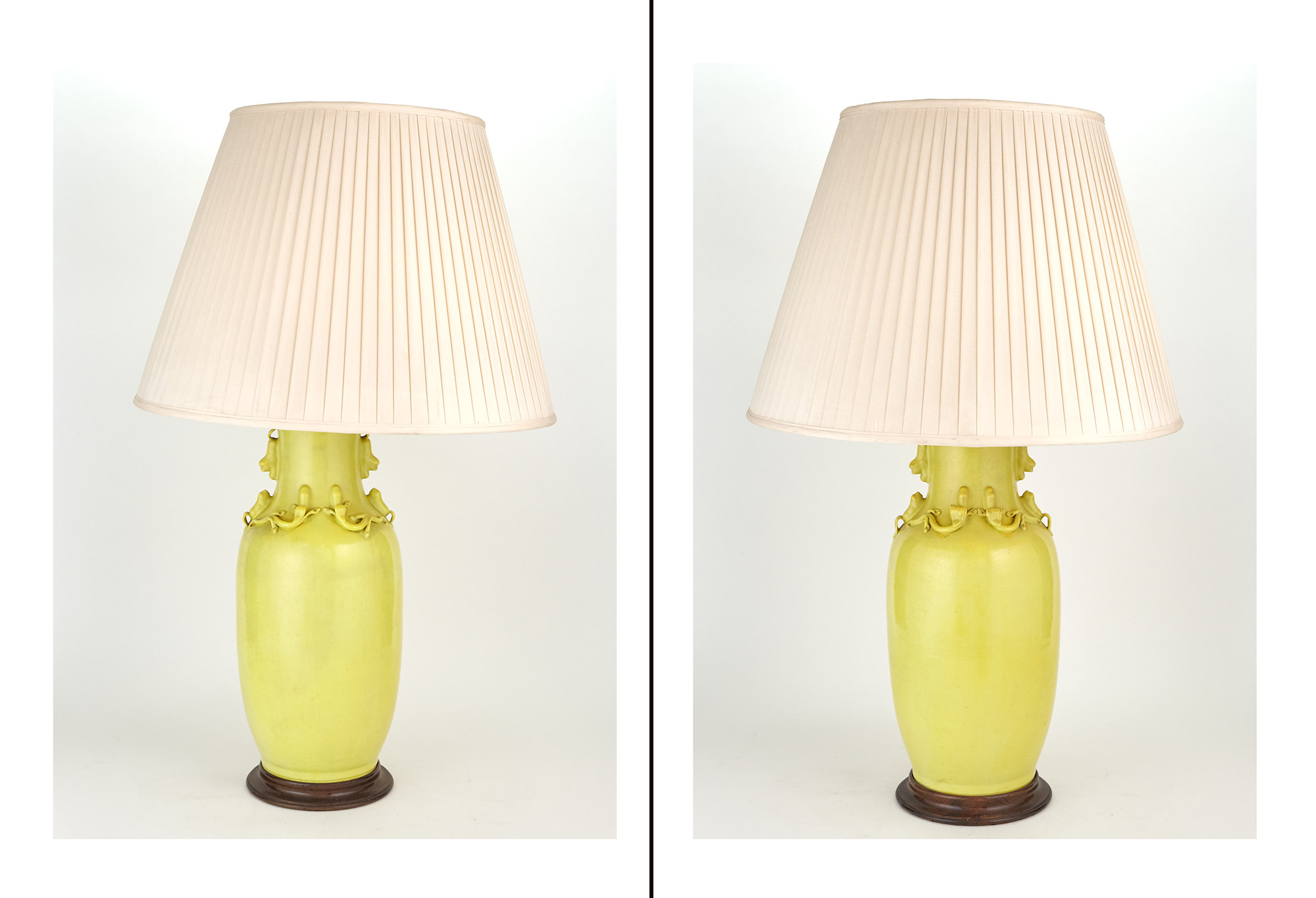 Lot image - Pair of Chinese Yellow Glazed Porcelain Lamps