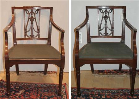 Lot image - Pair of Federal Mahogany Armchairs