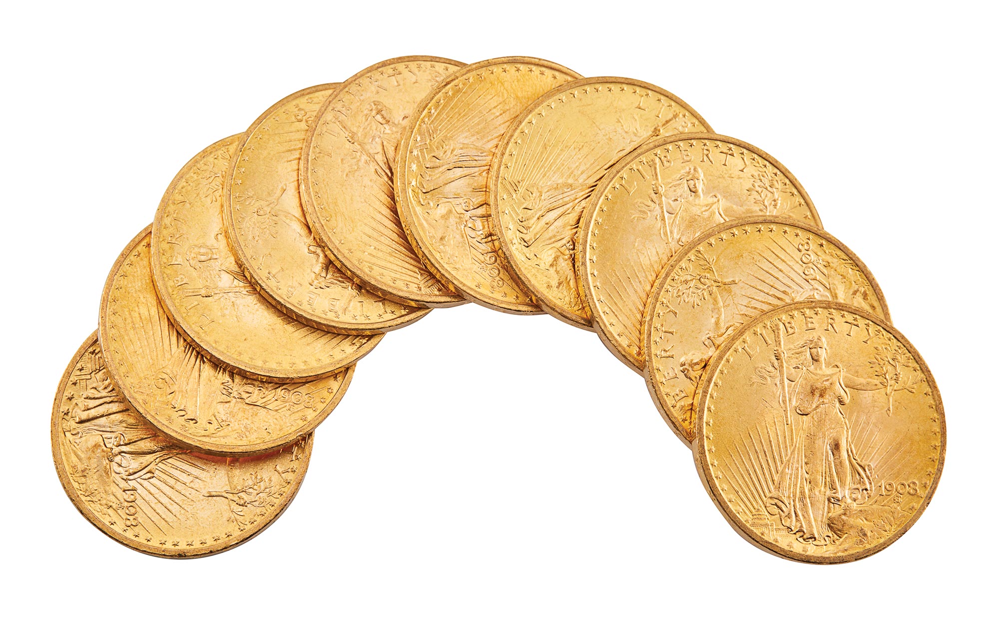 Lot image - United States 1908 No Motto St. Gaudens Group of Ten