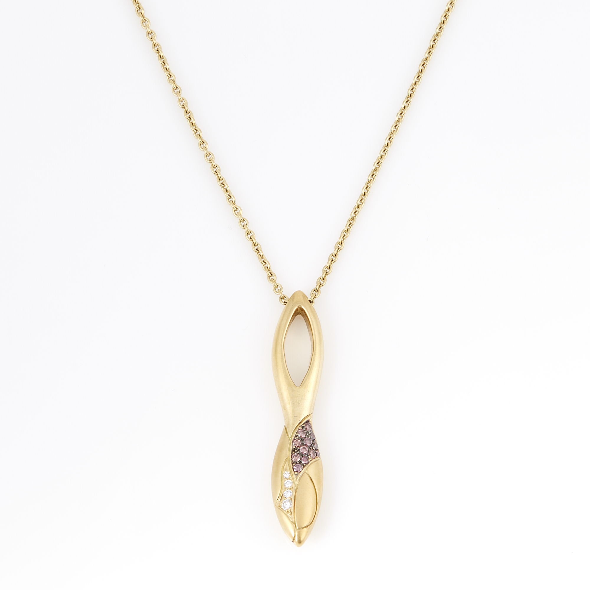 Lot image - Diamond Necklace, 4 diamonds, 18K 16 dwt.