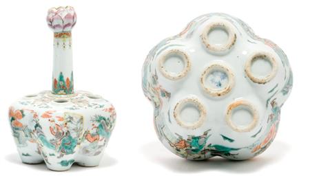 Lot image - Chinese Famille Verte Glazed Porcelain Flower Vase