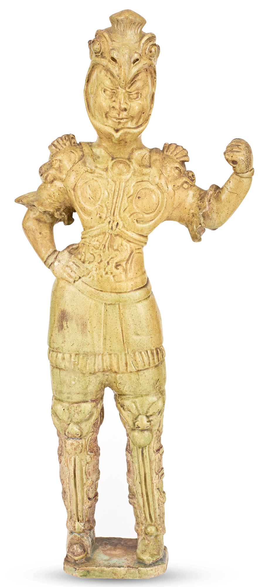 Lot image - A Chinese Straw-Glazed Pottery Figure of a Guardian