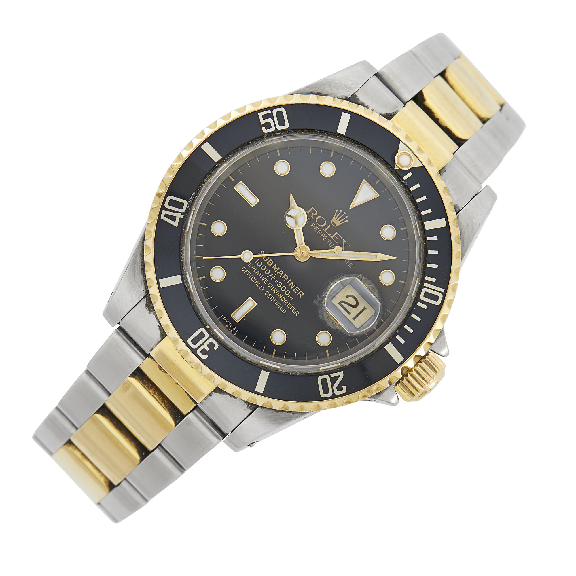 Lot image - Rolex Gentlemans Stainless Steel and Gold Submariner Wristwatch, Ref. 16610