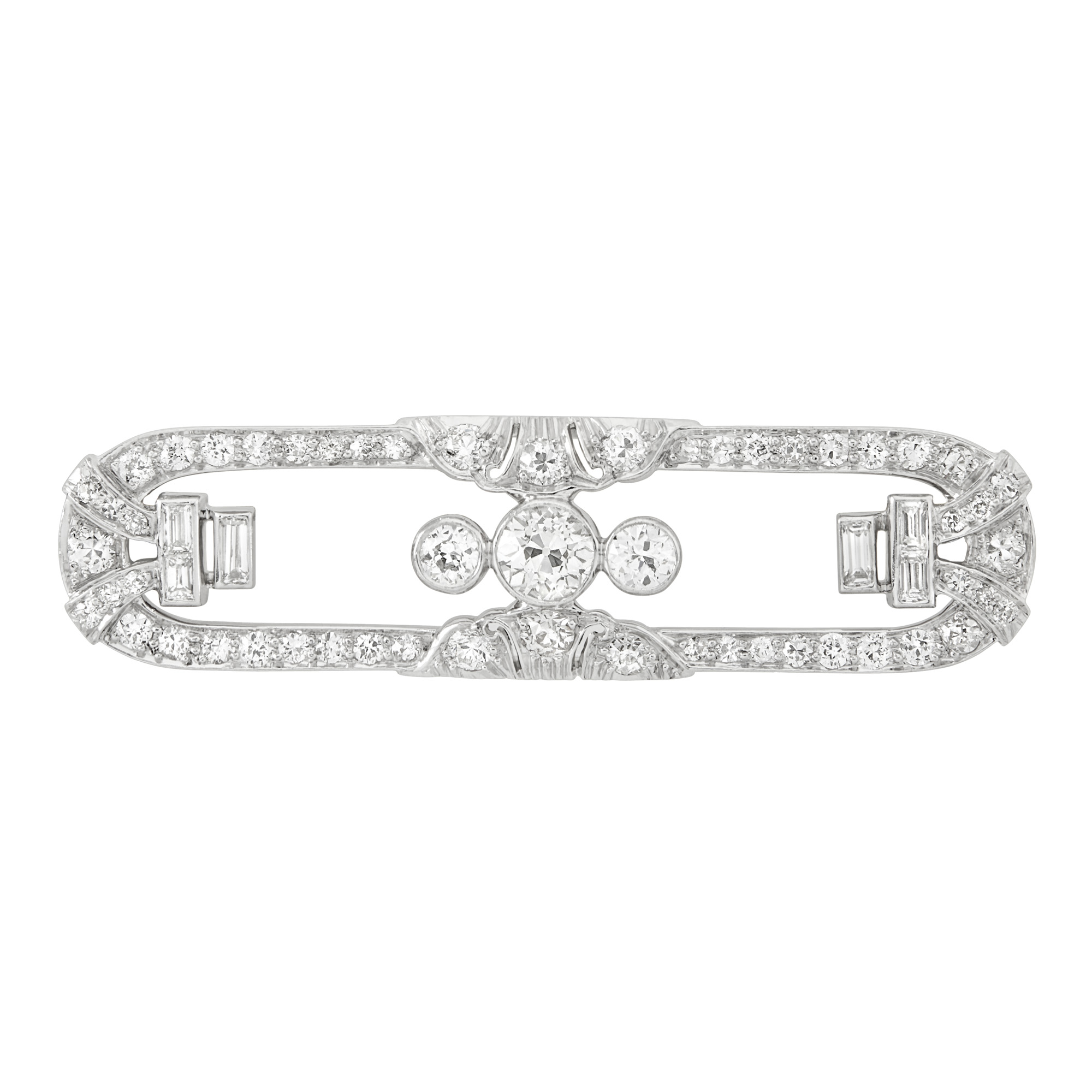 Lot image - Art Deco Platinum and Diamond Brooch