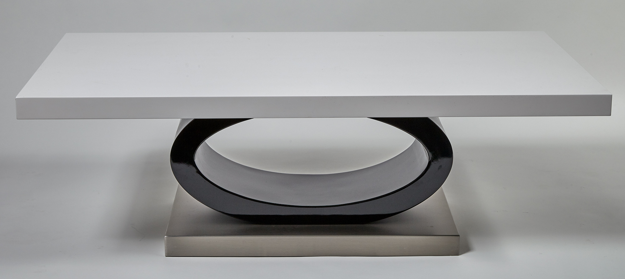 Lot image - Black and White Lacquered Wood Low Table