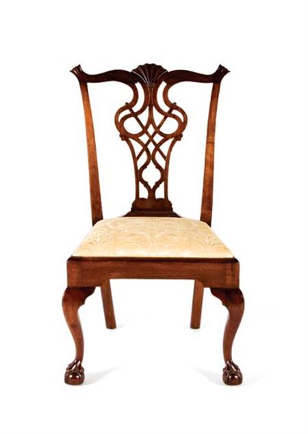 Lot image - Chippendale Cherry Side Chair
