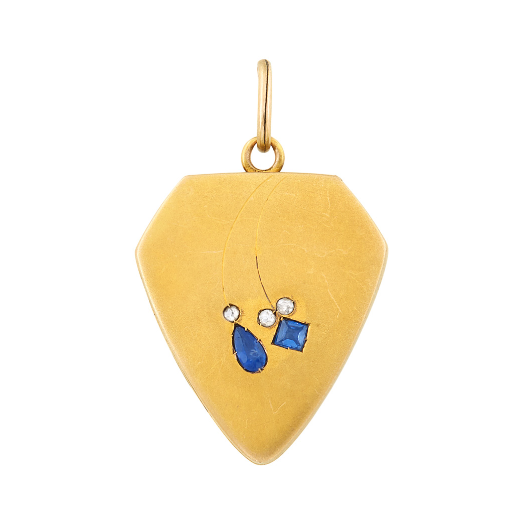 Lot image - Antique Gold, Sapphire and Diamond Locket