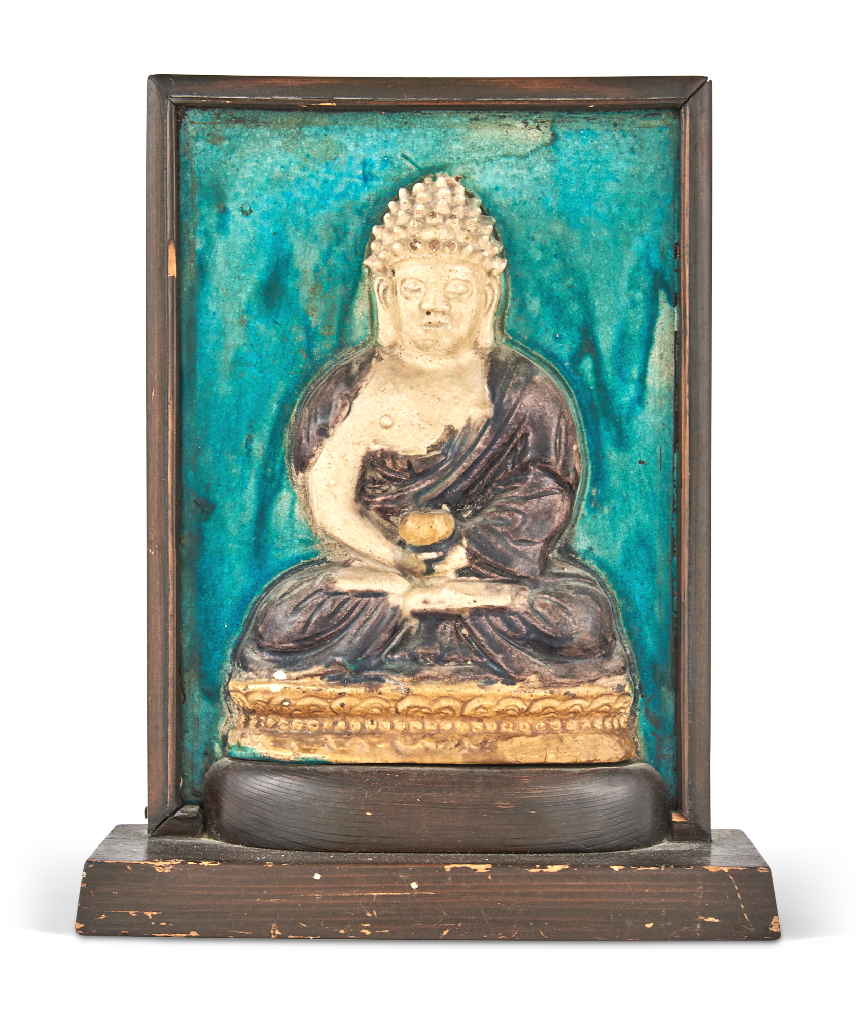 Lot image - A Chinese Fahua-Glazed Tilework Image of Buddha