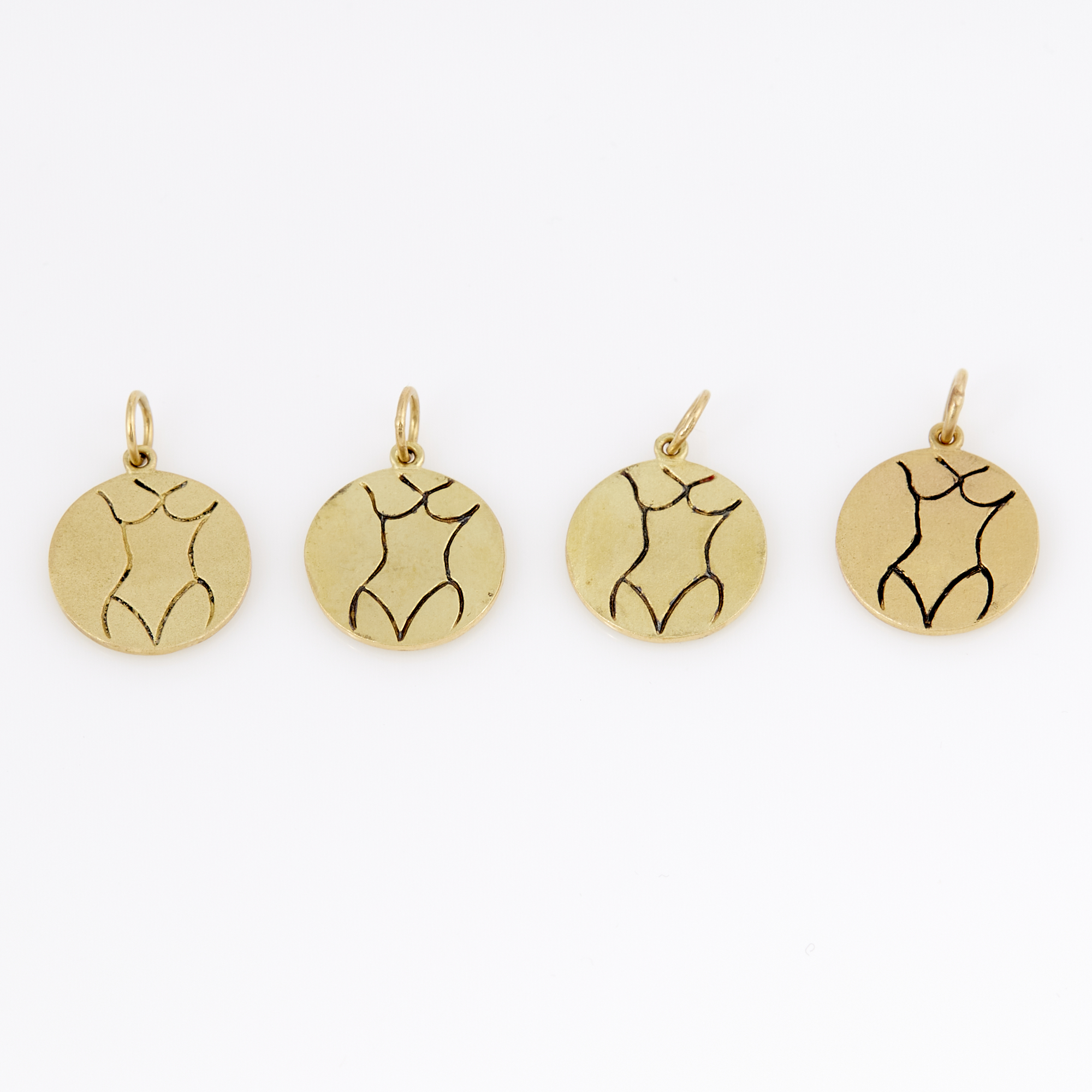 Lot image - Four Gold Pendants, 18K 3 dwt.