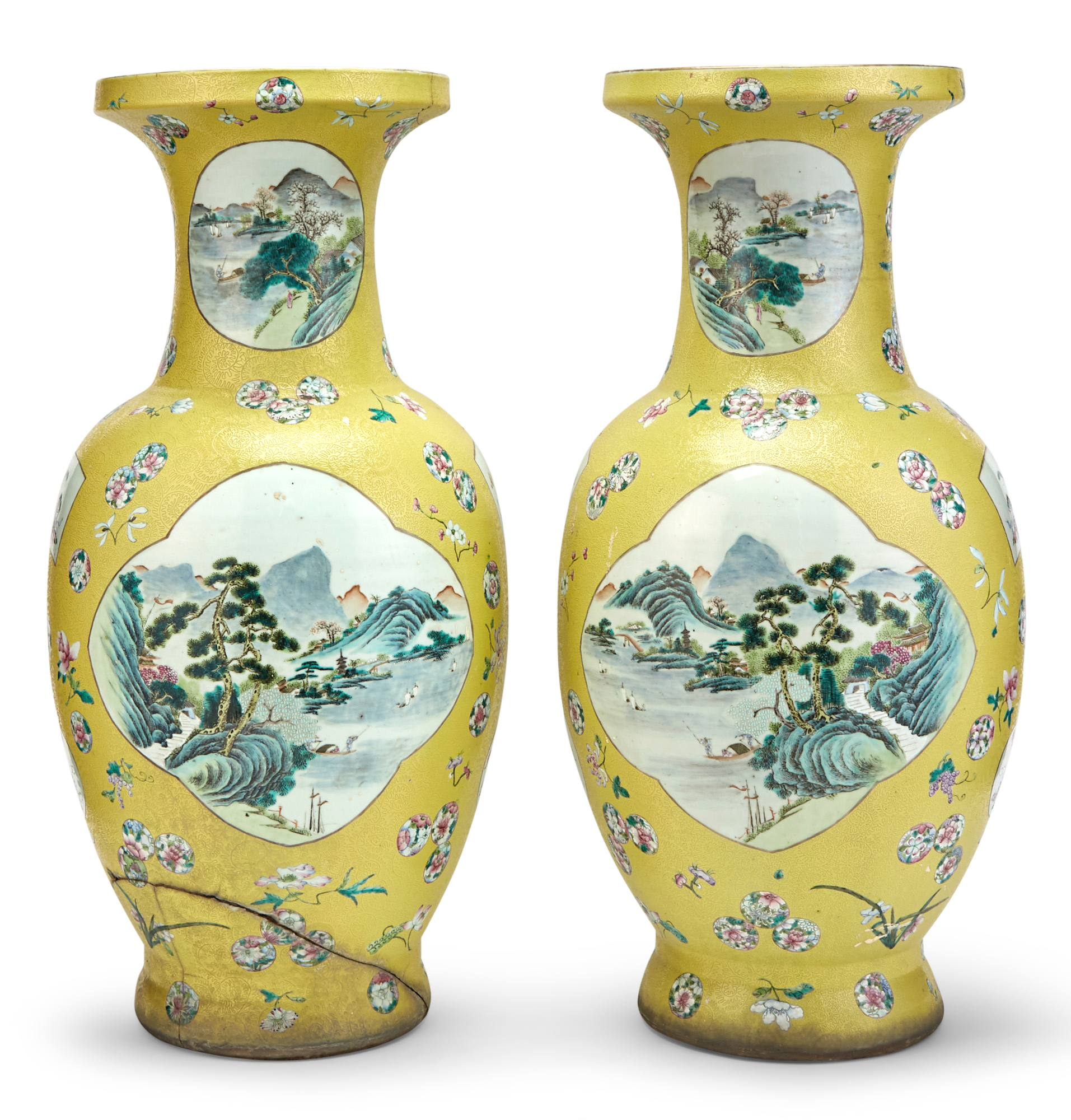 Lot image - A Large Pair of Chinese Enameled Porcelain Vases