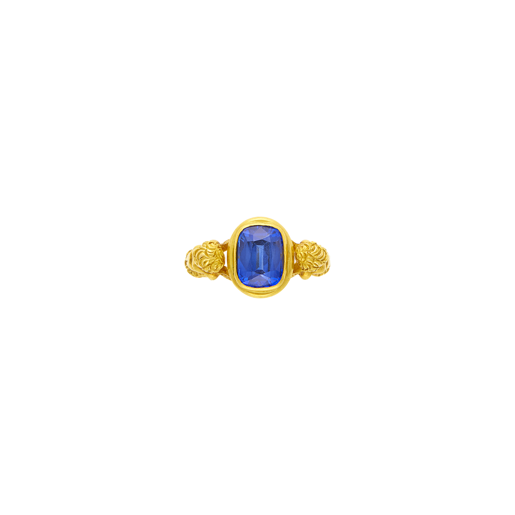 Lot image - Gold and Synthetic Sapphire Ring