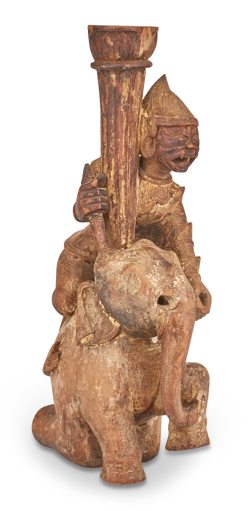 Lot image - A Burmese Carved Wooden Figure of Hanuman