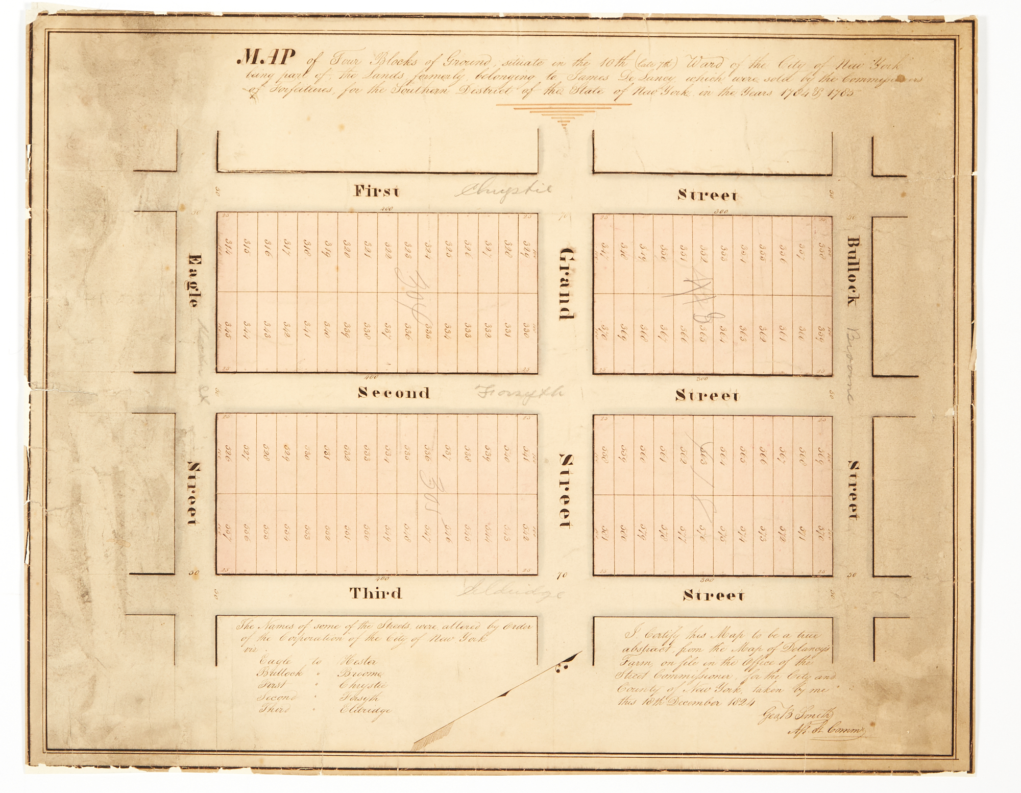 Lot image - [MAPS - BOWERY]  Three maps of Bowery Area,