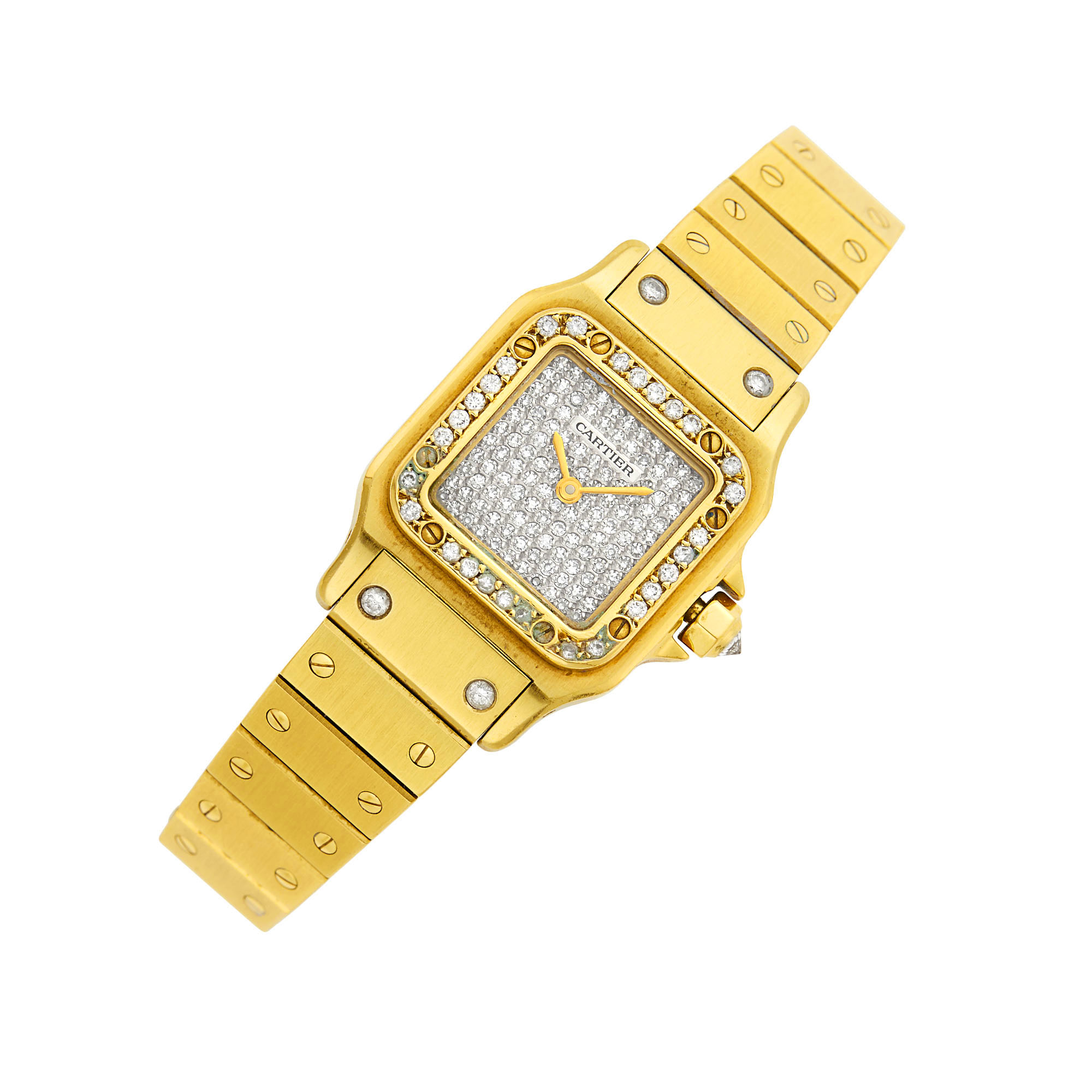 Lot image - Cartier Gold and Diamond Santos Wristwatch