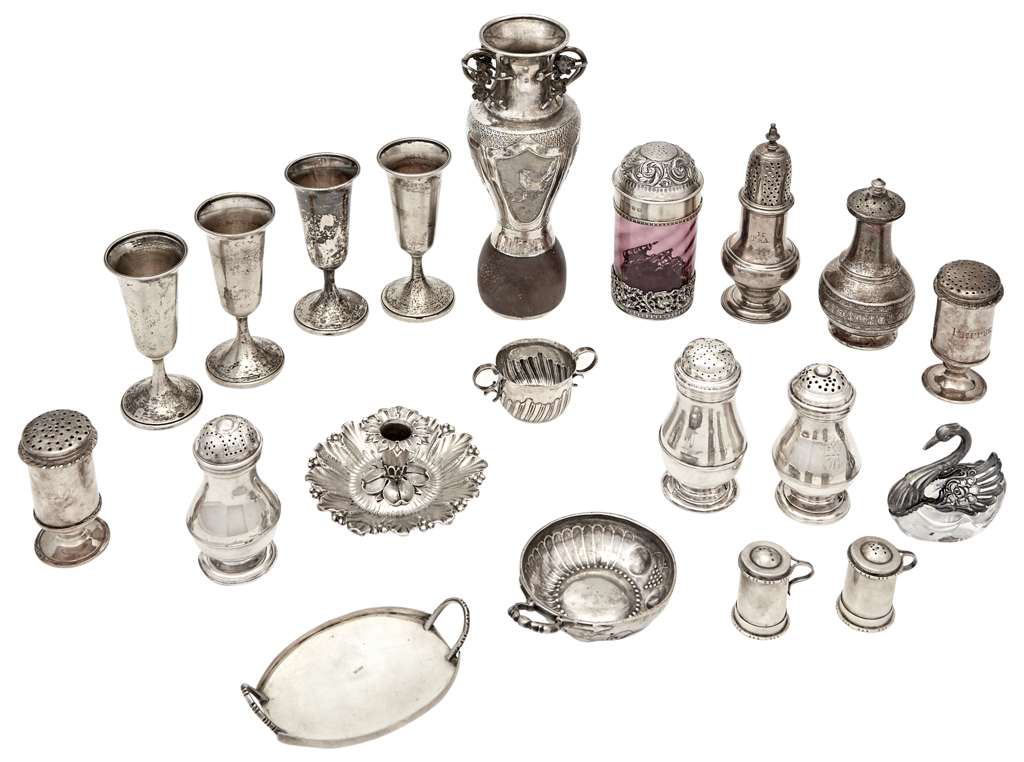 Lot image - Group of Silver and Silver Plated Table Articles