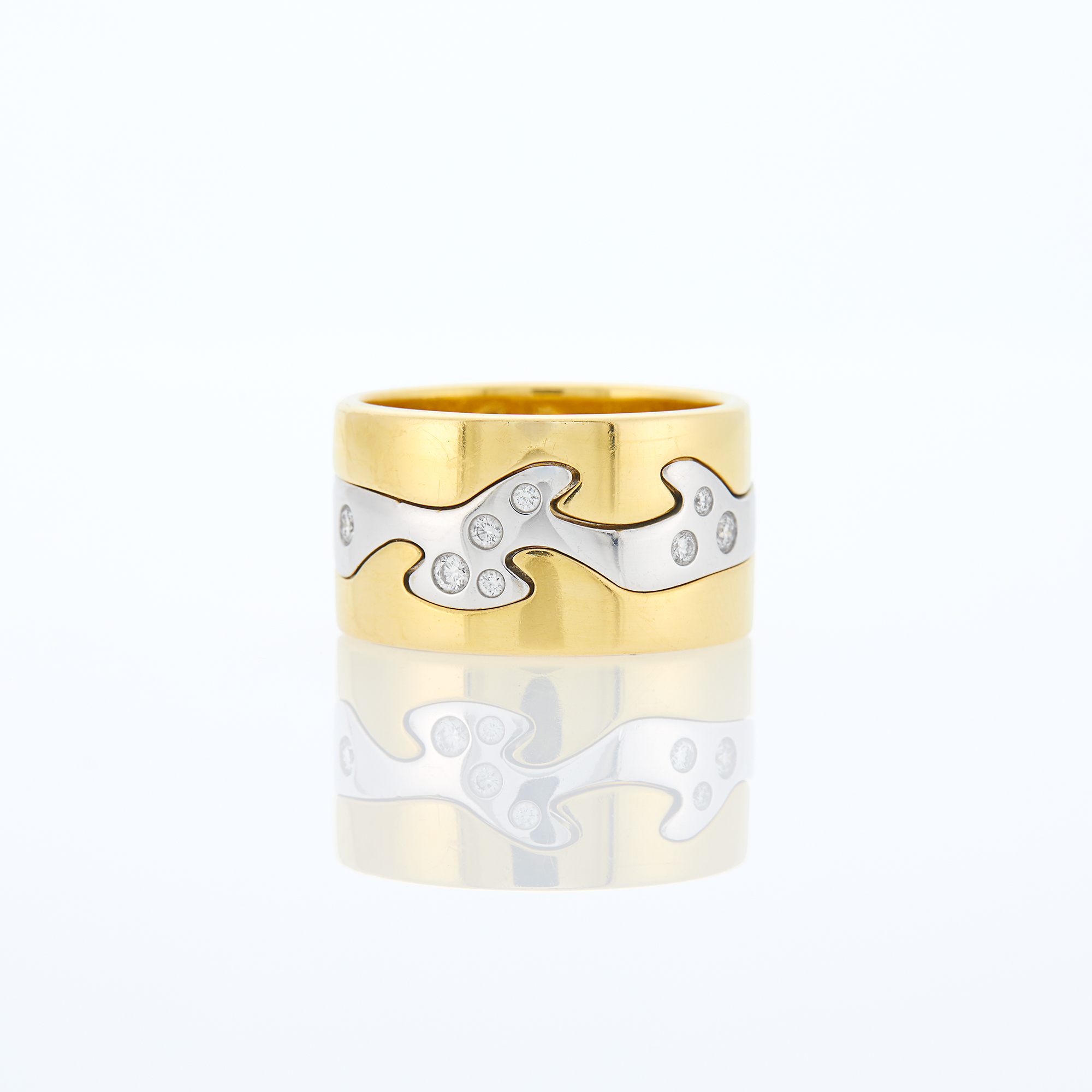 Lot image - Georg Jensen Three Yellow and White Gold and Diamond Fusion Band Rings