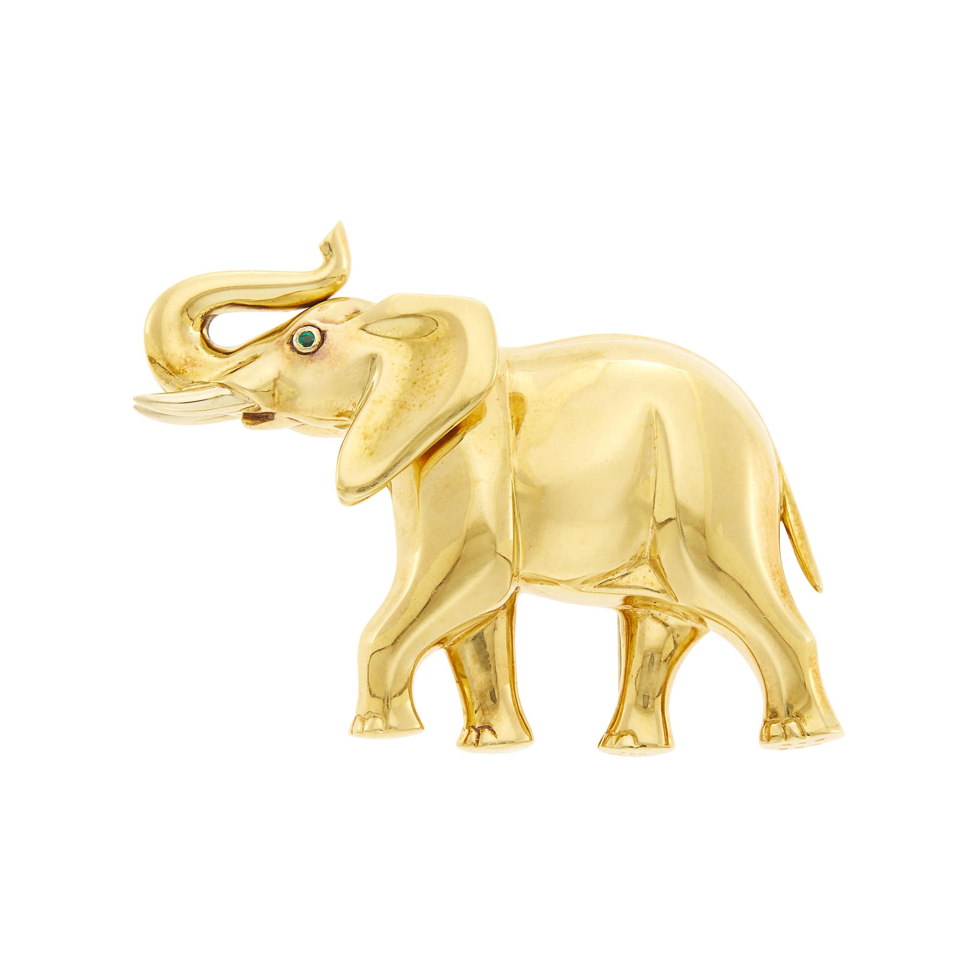 Lot image - Cartier Gold Elephant Clip-Brooch, France