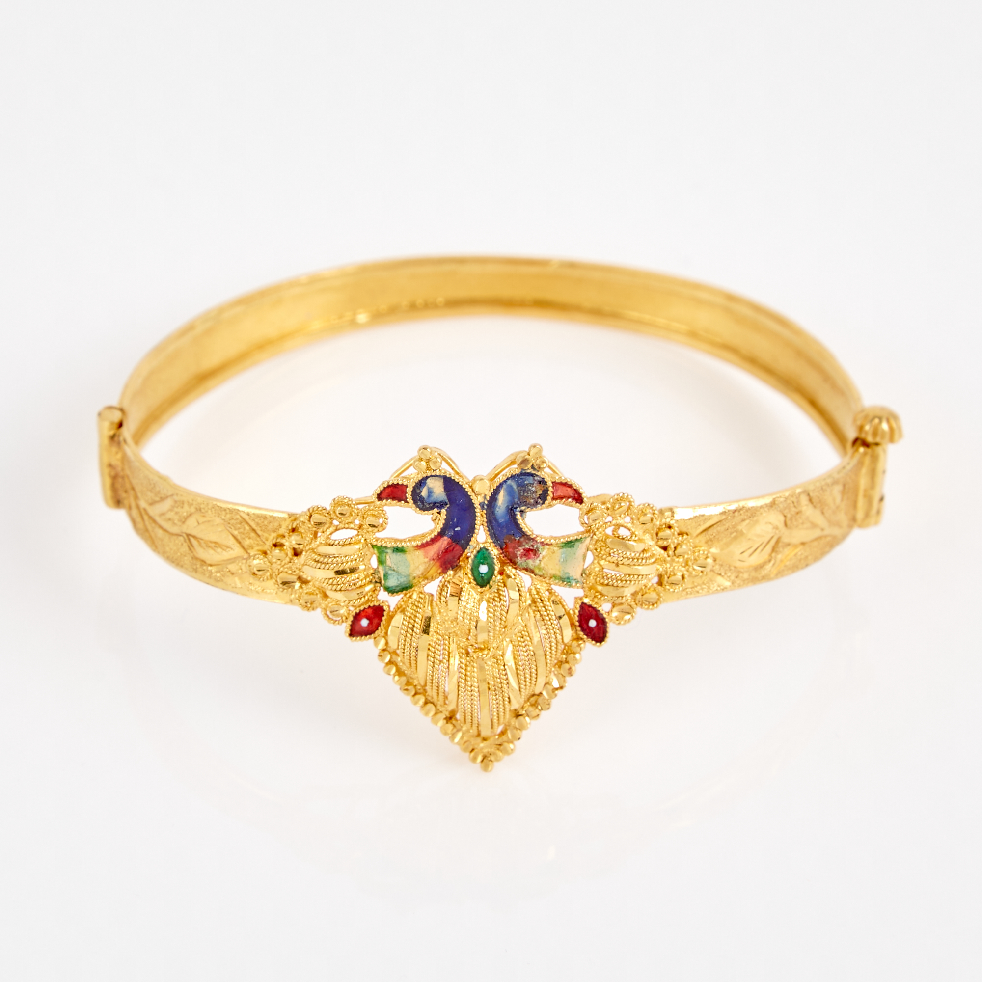Lot image - Gold and Enamel Rigid Bracelet, 22K 8 dwt. all