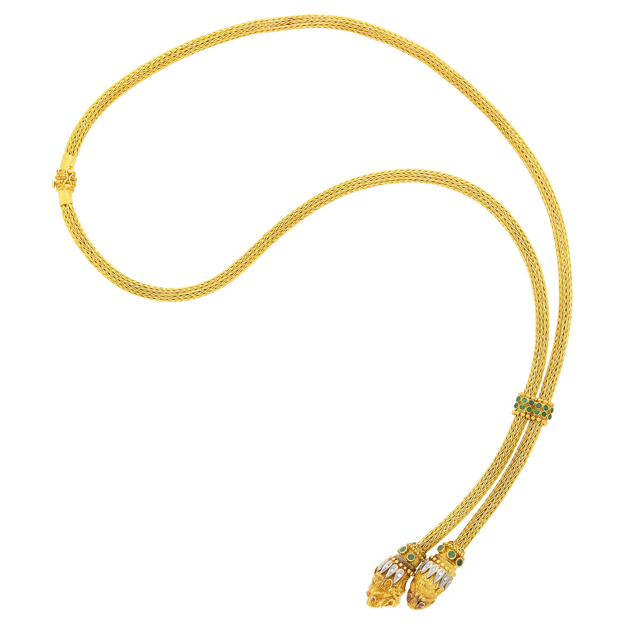 Lot image - Ilias Lalaounis Two-Color Gold, Gem-Set and Diamond Chimera Slide Necklace