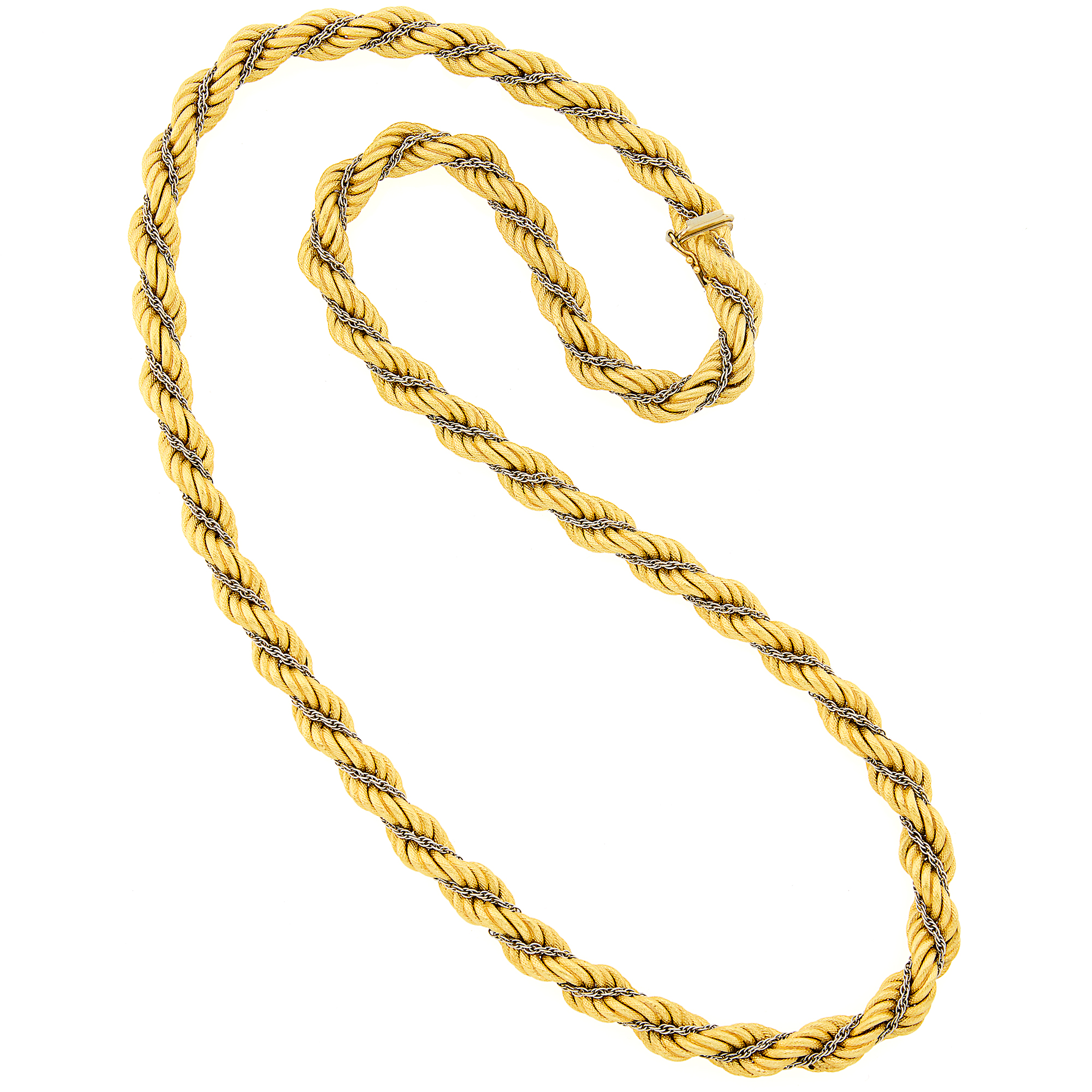 Lot image - Long Two-Color Gold Rope-Twist Necklace