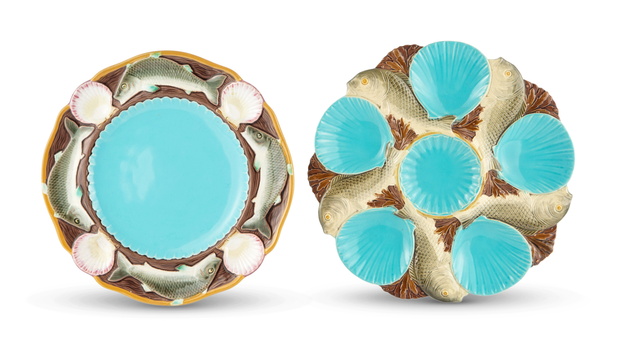 Lot image - Mintons Majolica Fish and Shell Seafood Plate