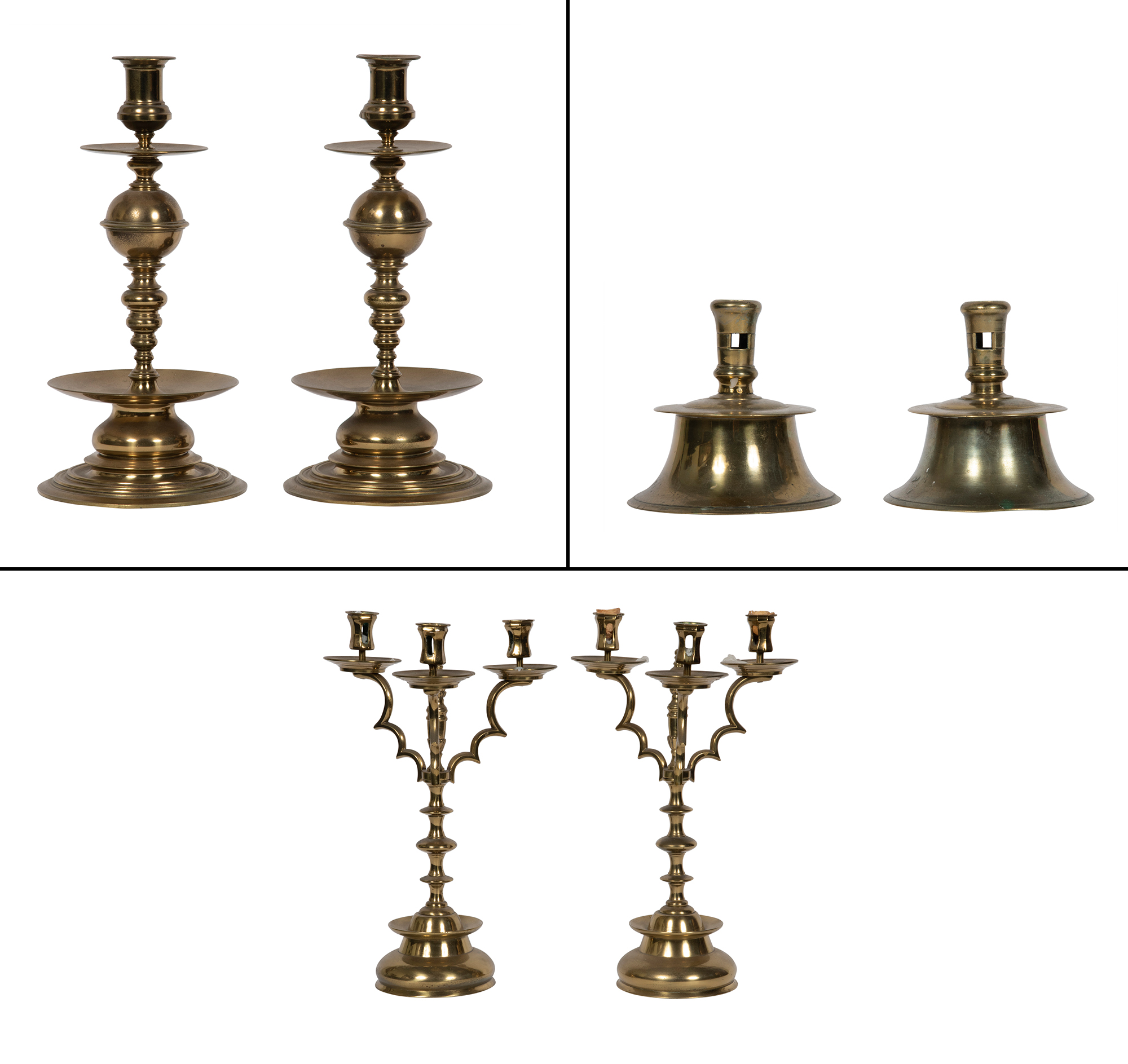 Lot image - Group of Dutch Baroque Style Brass Lighting