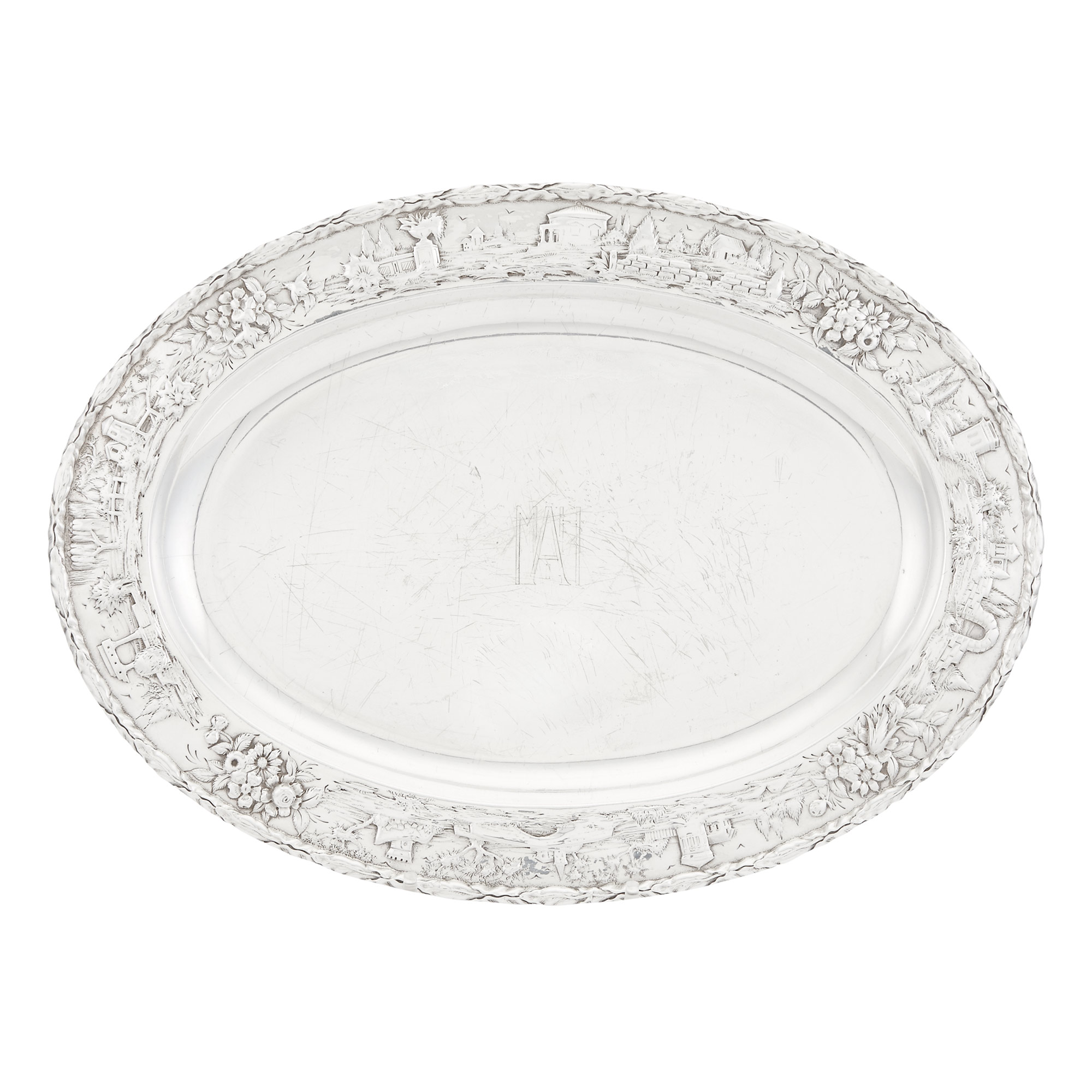 Lot image - S. Kirk & Son Co. Sterling Silver Repoussé Platter