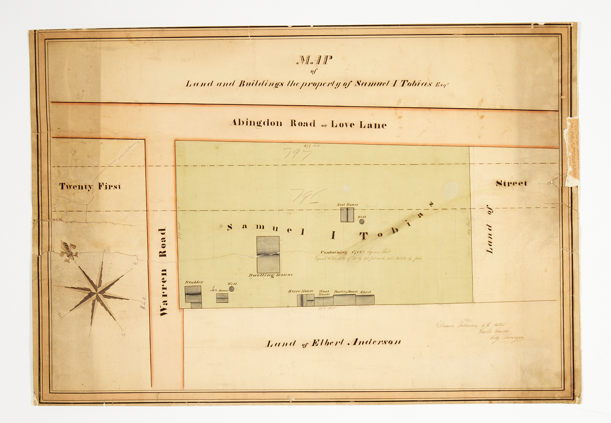 Lot image - [LOVE LANE]  Map of Land and Buildings the property of Samuel I Tobias Esqr.