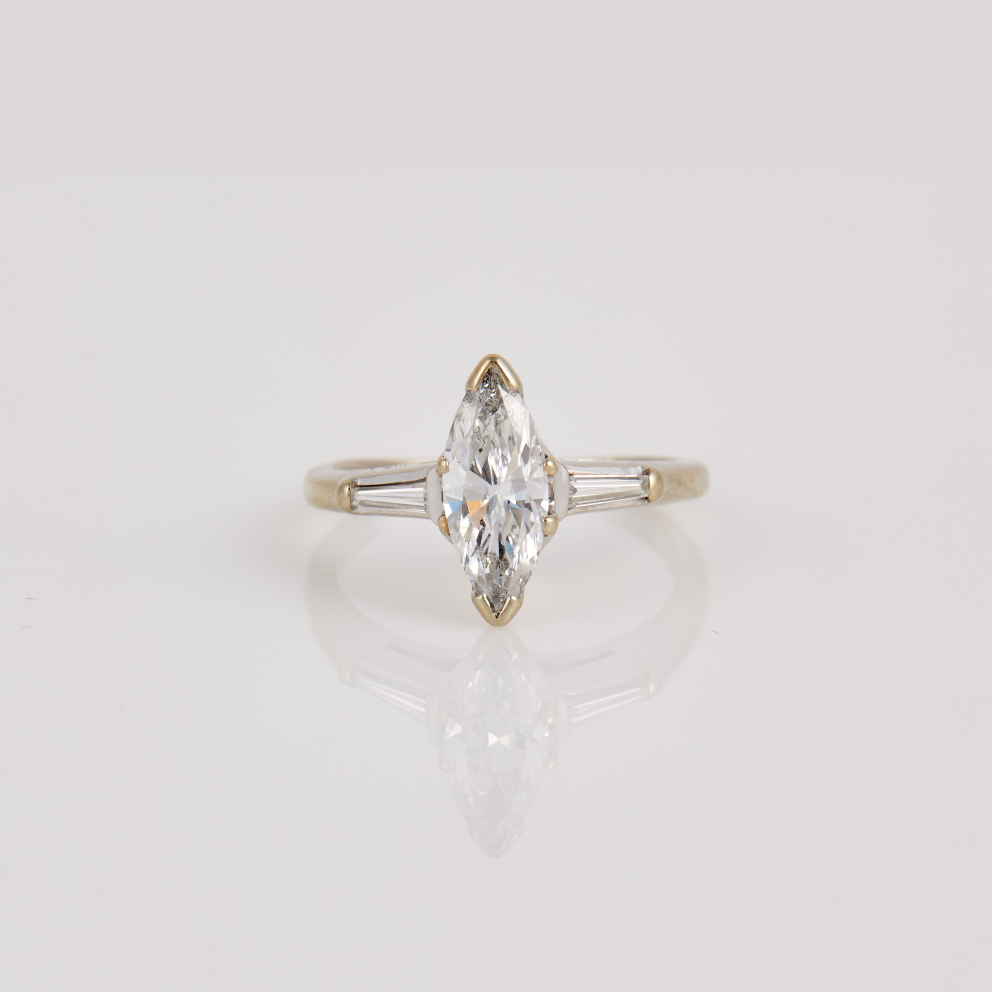 Lot image - Diamond Engagement Ring, 3 diamonds, center stone about 0.85 ct., 14K 1 dwt.