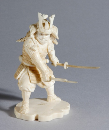 Lot image - Japanese Ivory Okimono of a Samurai