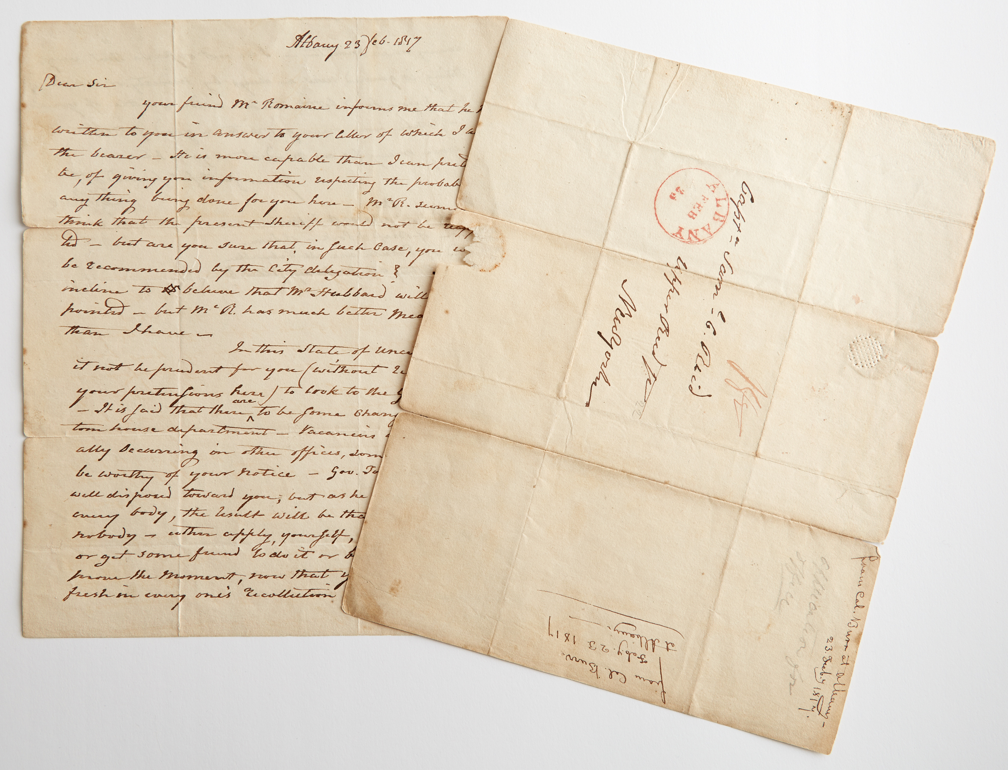 Lot image - BURR, AARON  Autograph letter signed.