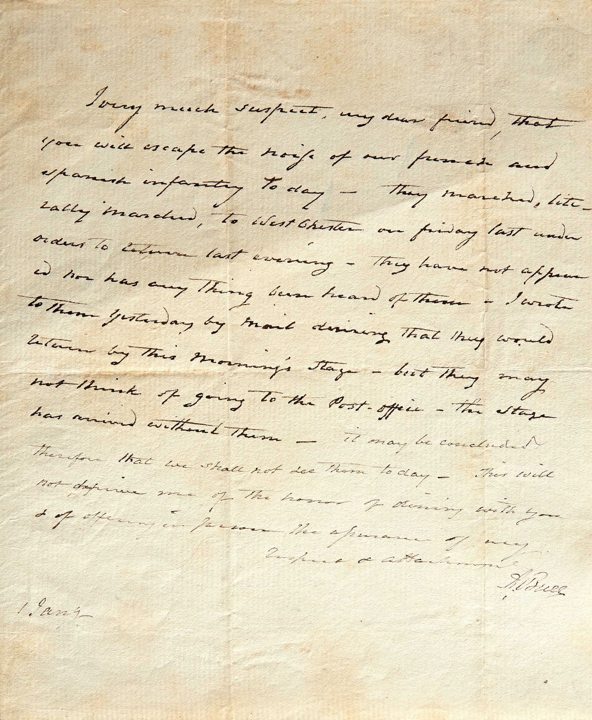 Lot image - BURR, AARON  Autograph letter signed to Mrs. Bradstreet.