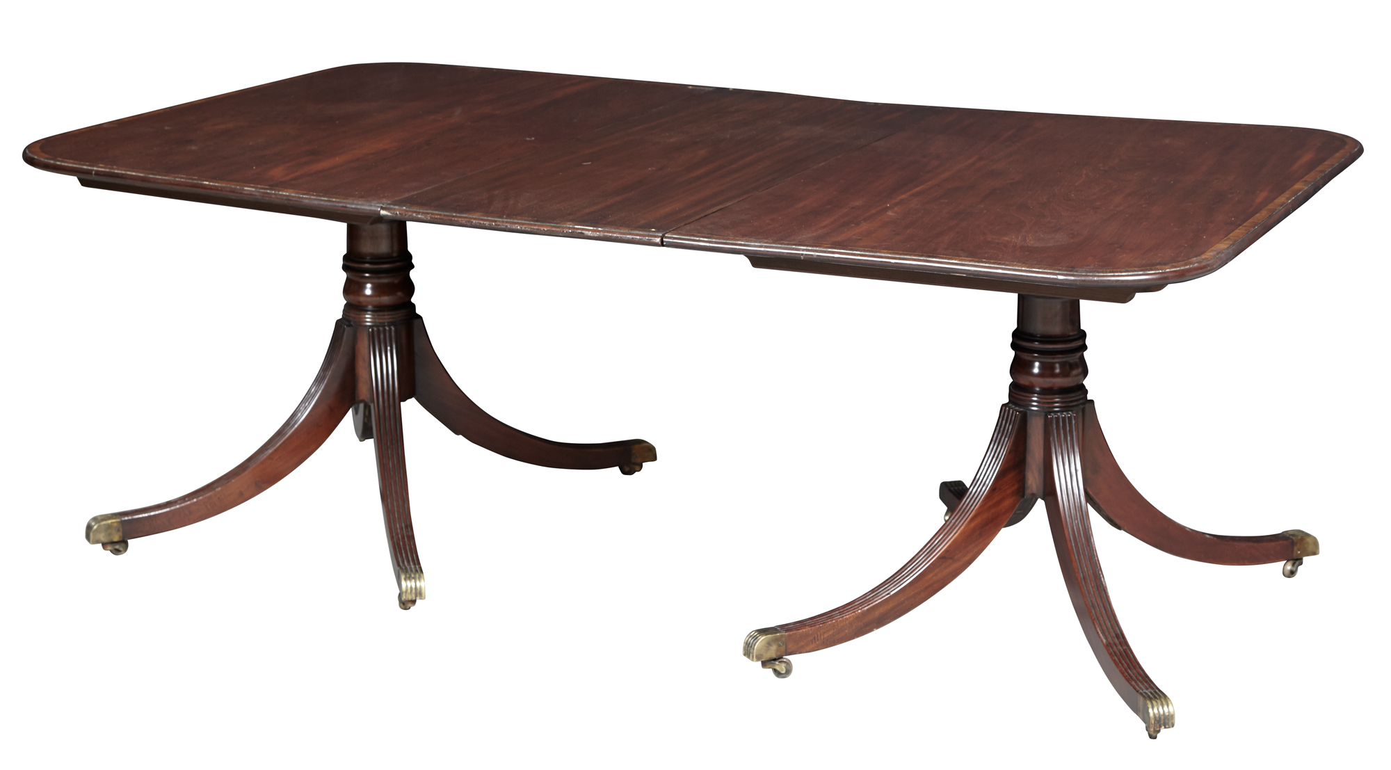 Lot image - George III Style Plum Pudding Mahogany Double-Pedestal Dining Table