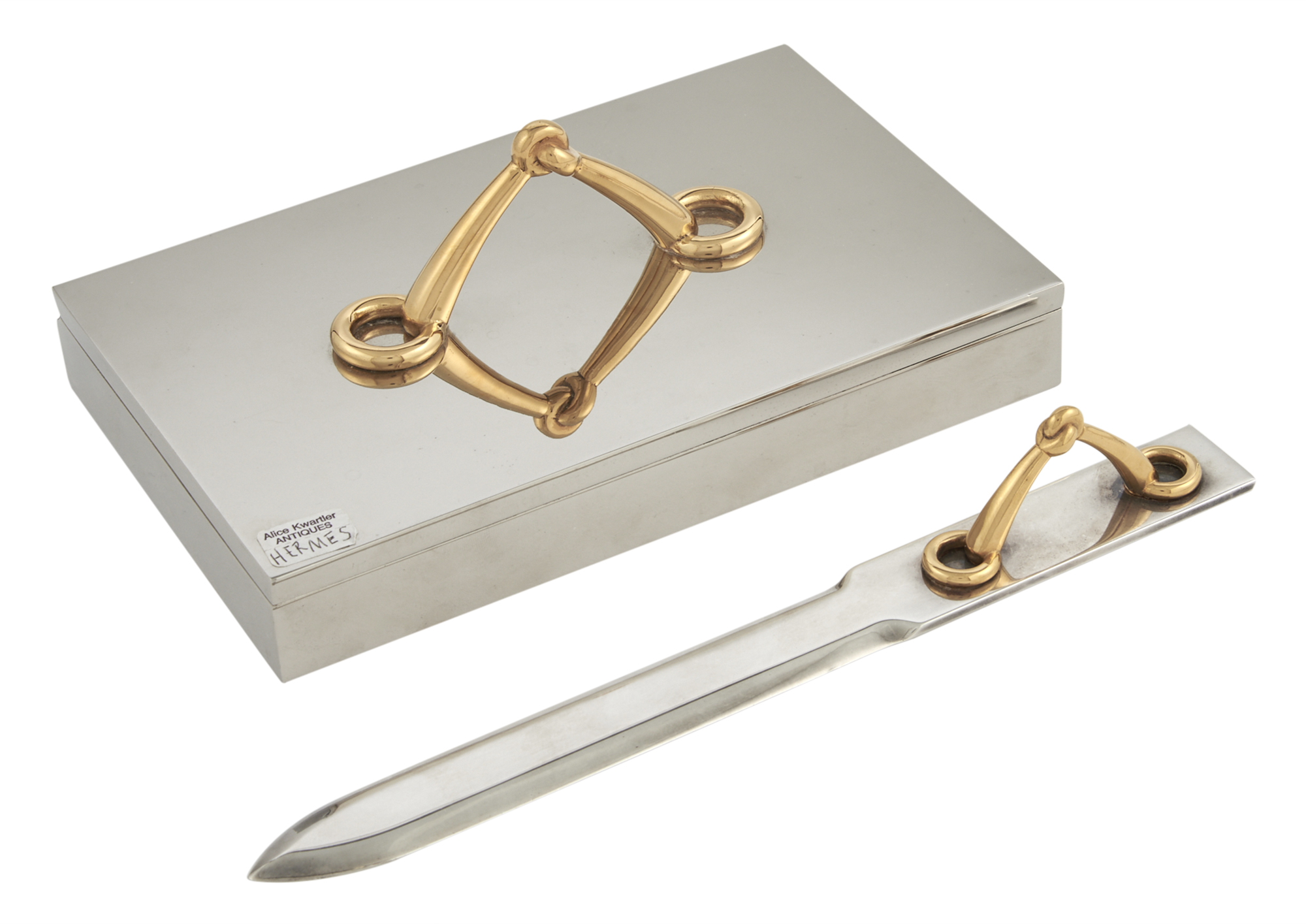 Lot image - Hermes Silver-Plated and Parcel-Gilt Box and Paper Knife