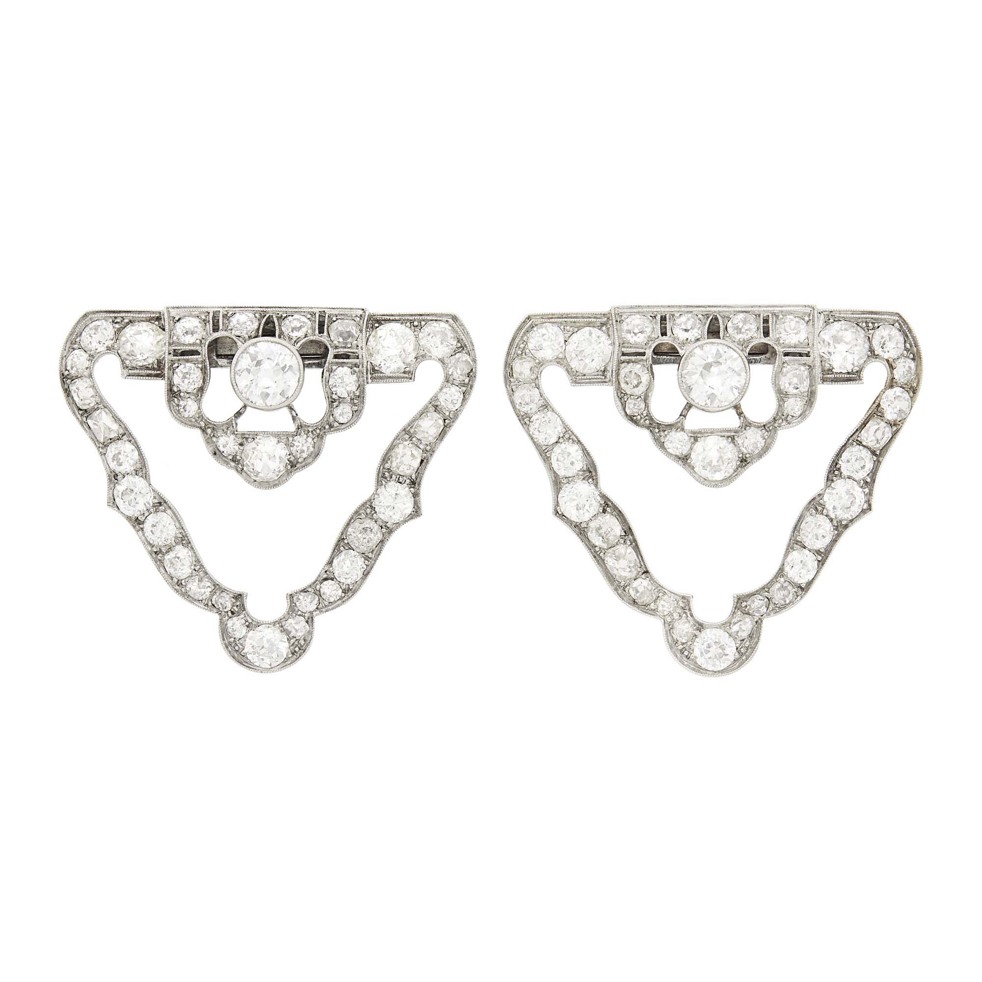 Lot image - Pair of Palladium and Diamond Clips