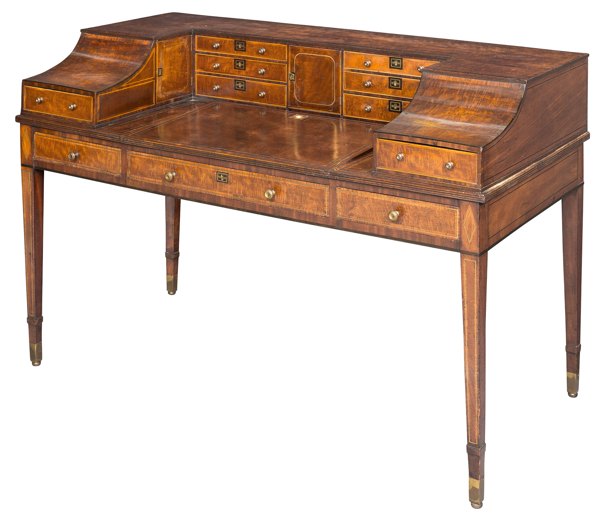 Lot image - Regency Brass-Inlaid Mahogany Carlton House Desk