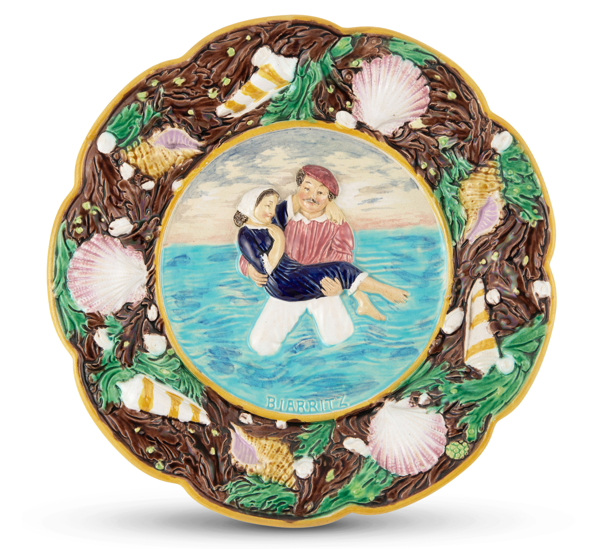 Lot image - George Jones Majolica Biarritz Holiday Plate