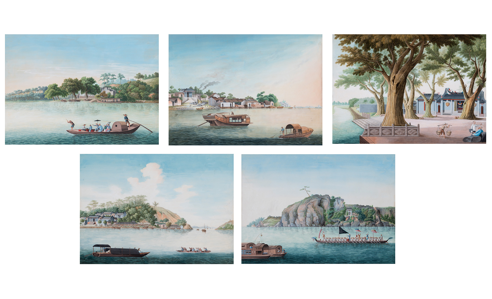 Lot image - Five China Trade School Paintings