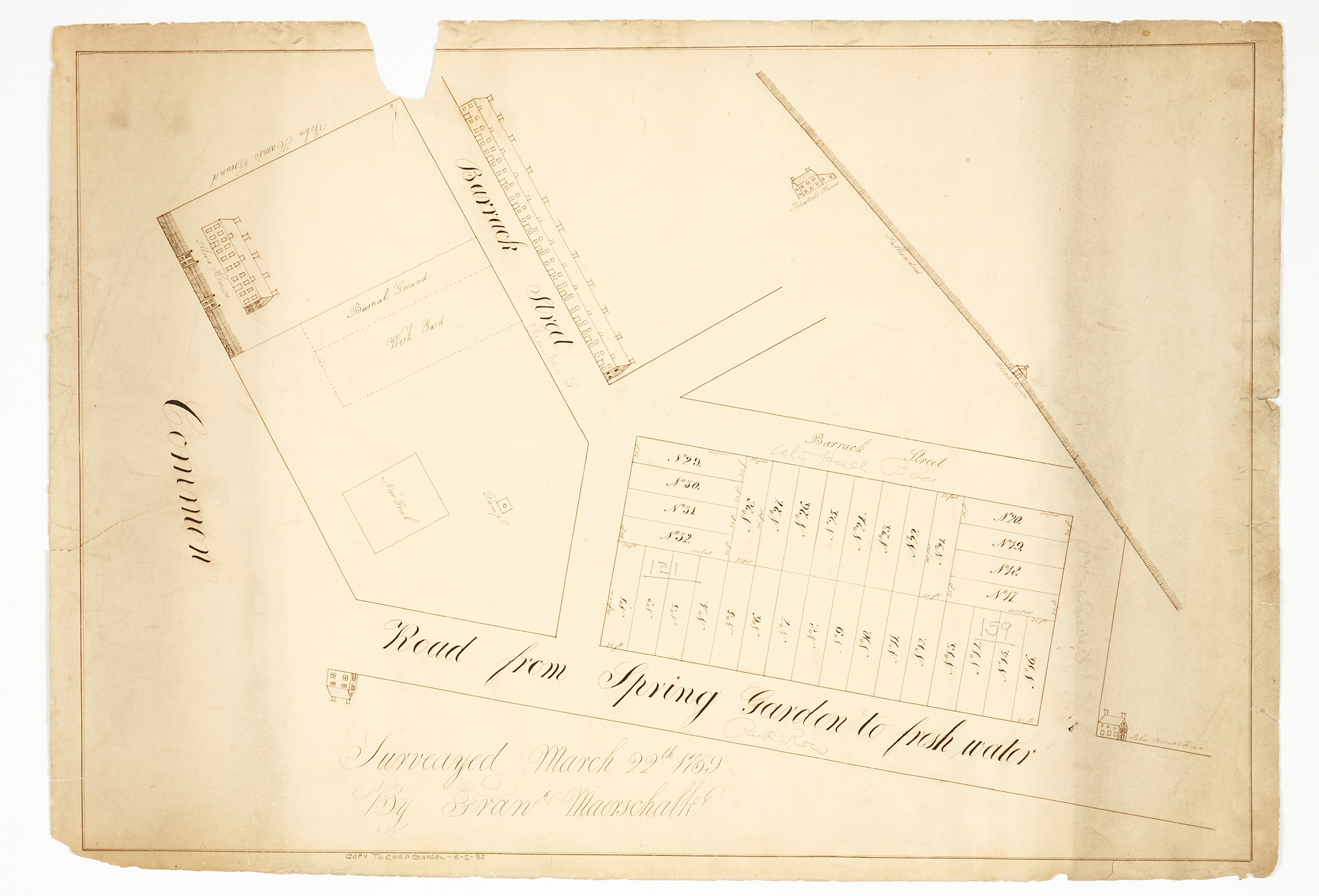 Lot image - MAERSCHALK, FRANCIS M.  Barrack Street/Road from Spring Garden to Fresh Water.