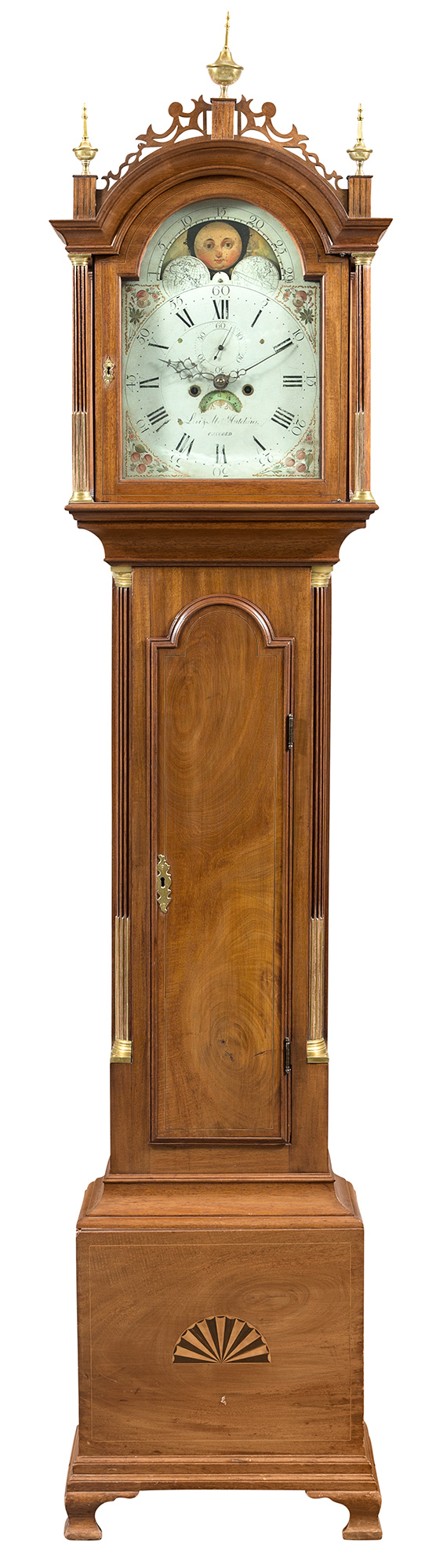 Lot image - Federal Inlaid Mahogany and Brass Mounted Tall Case Clock