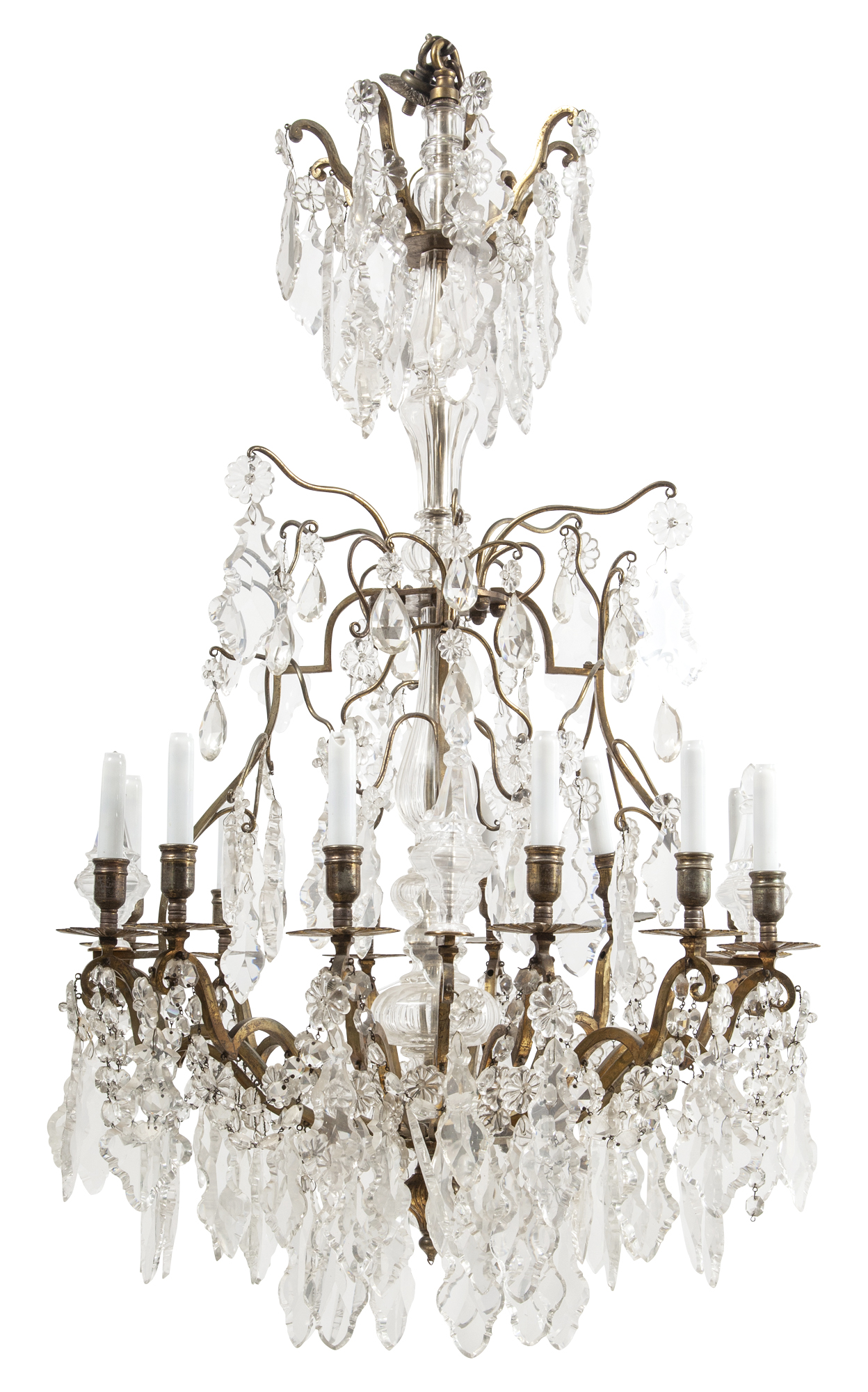 Lot image - Louis XV Style Gilt-Bronze and Cut Glass Twelve-Light Chandelier