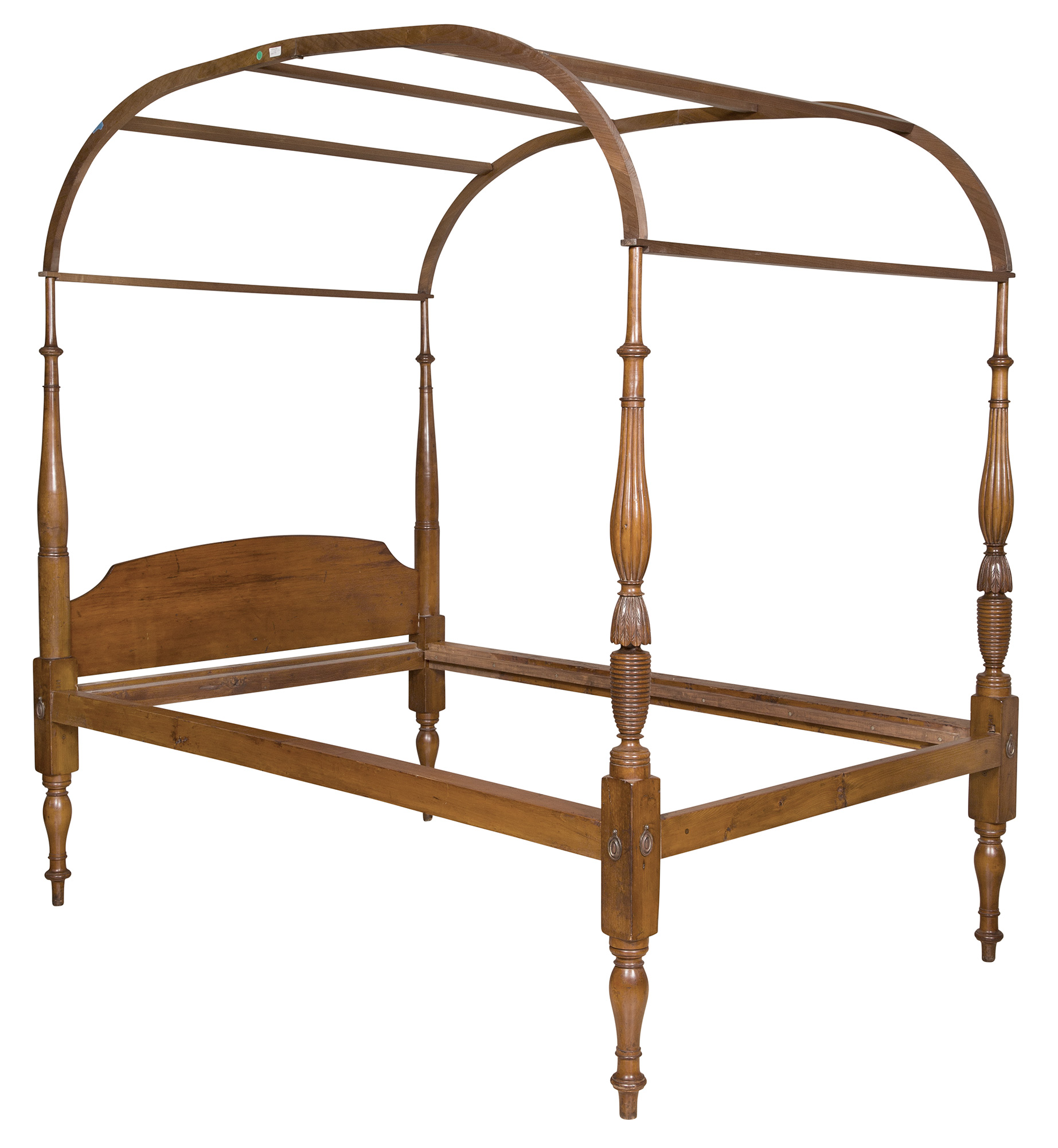 Lot image - Federal Carved Cherrywood Four-Post Bedstead