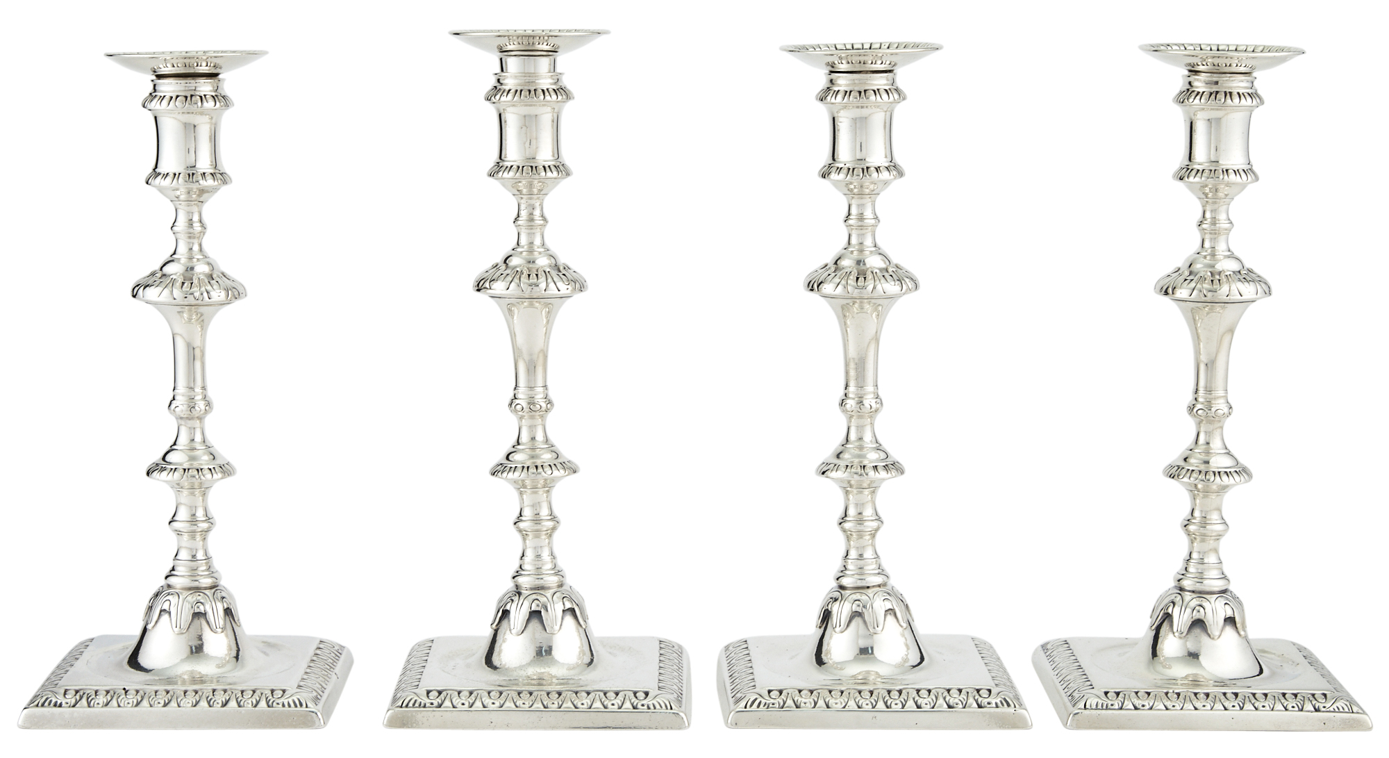 Lot image - Set of Four George III Sterling Silver Candlesticks