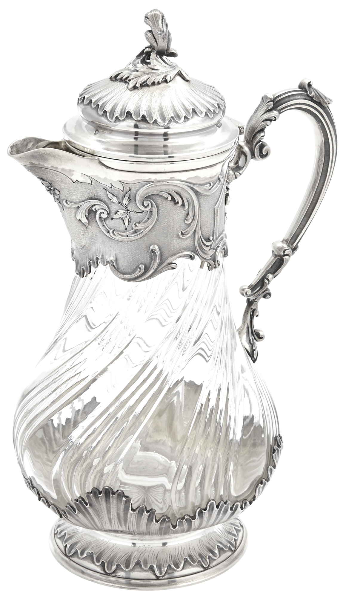 Lot image - French Sterling Silver Mounted Glass Claret Jug