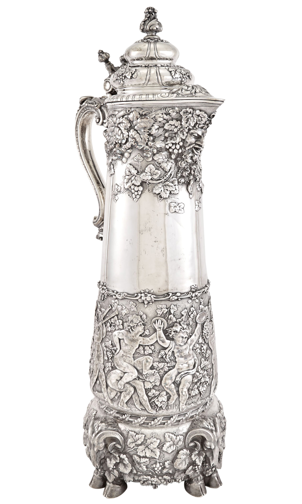 Lot image - Worlds Columbian Exposition, Chicago: Tiffany & Co. Sterling Silver Monumental Flagon